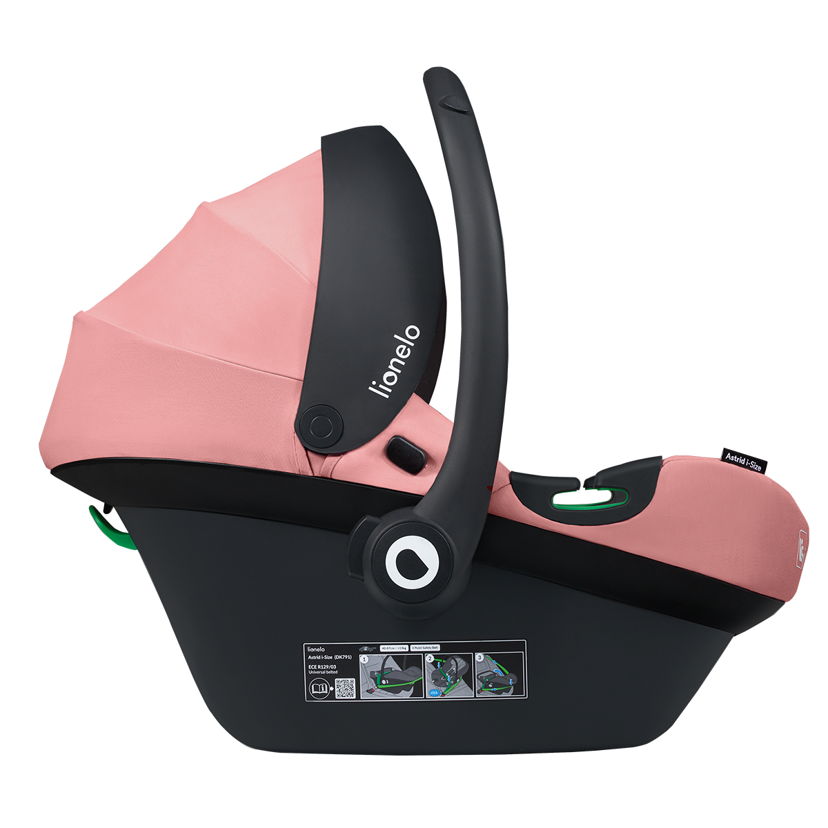 i-Size infant car seat product view 3 Lionelo Astrid i-Size Set Pink Coral
