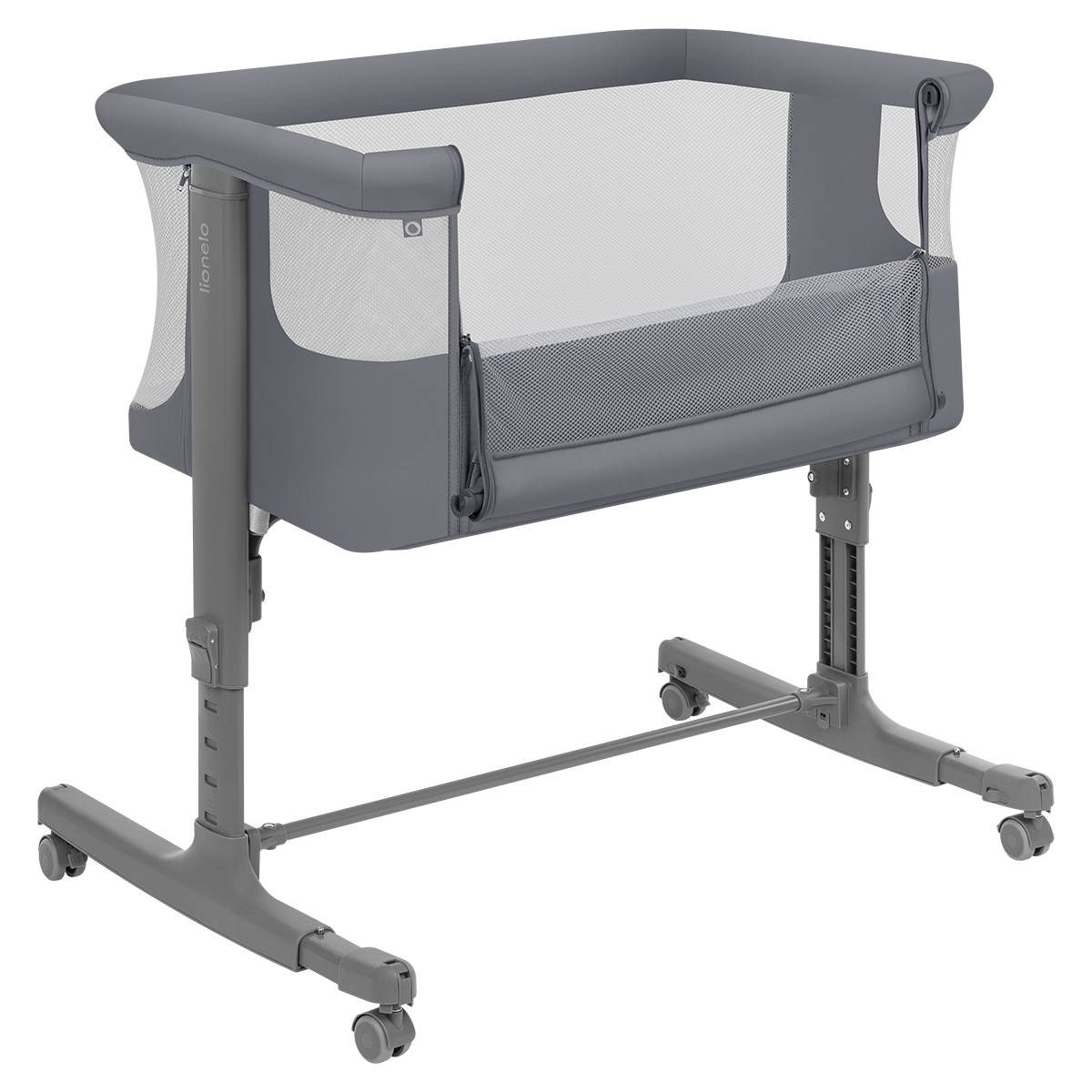 bedside crib Lionelo Aurora Grey Monument