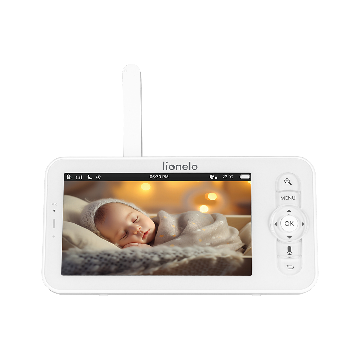baby monitor product view 2 Lionelo Babyline 9.2 AI White