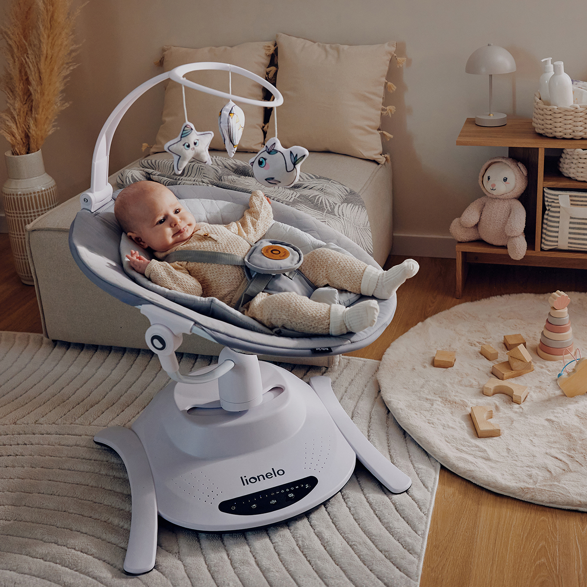 baby bouncer or rocker product view 2 Lionelo Bella Set Grey Concrete