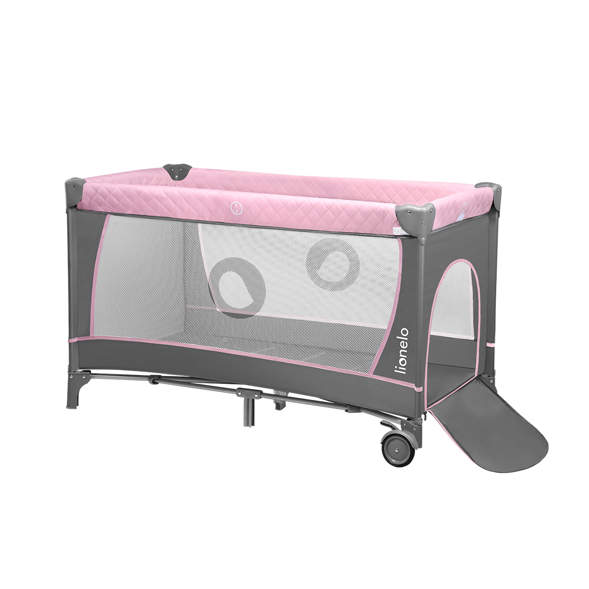 travel cot product view 2 Lionelo Flower Flamingo