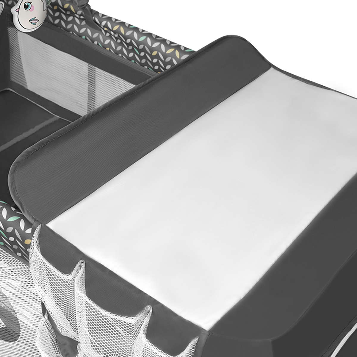 travel cot product view 5 Lionelo Flower Grey Scandi