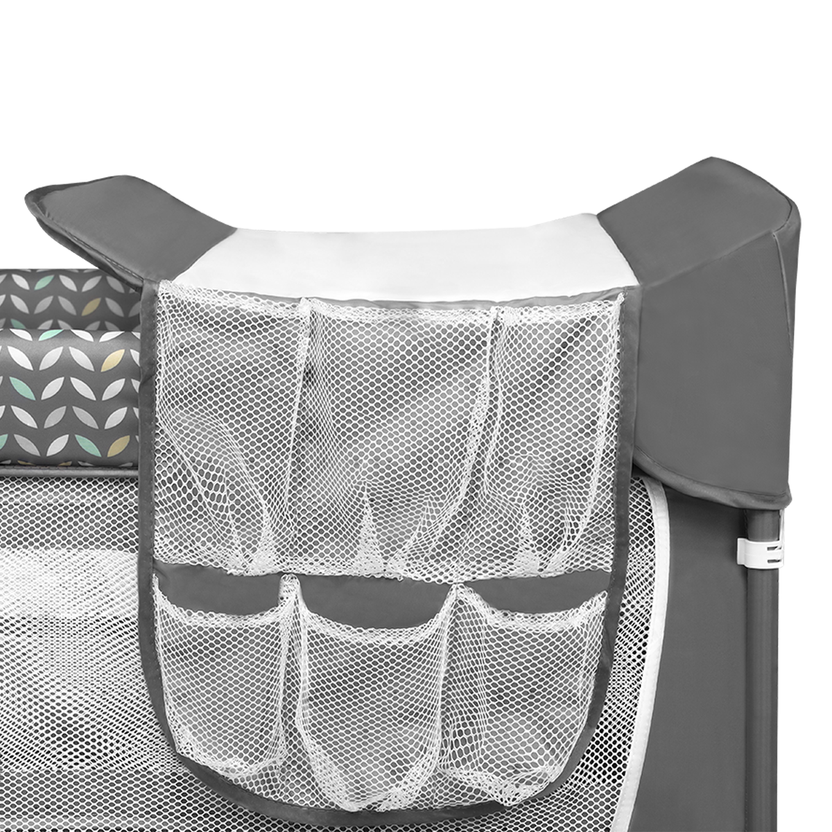 travel cot product view 6 Lionelo Flower Grey Scandi