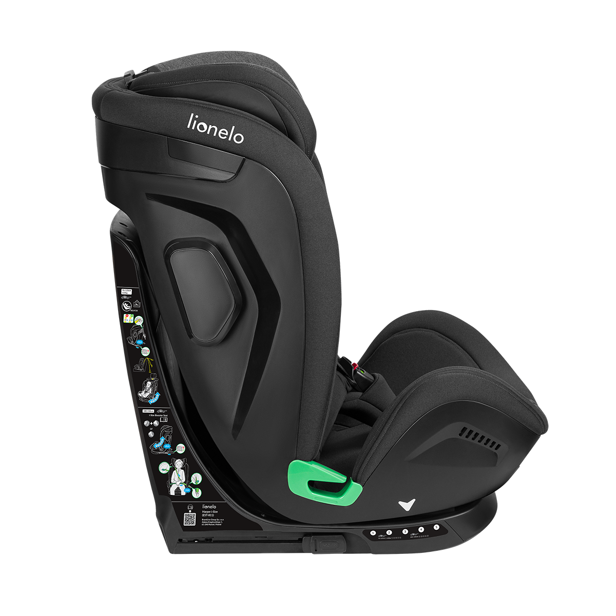 i-Size convertible car seat product view 3 Lionelo Harper i-Size Black Carbon Grey