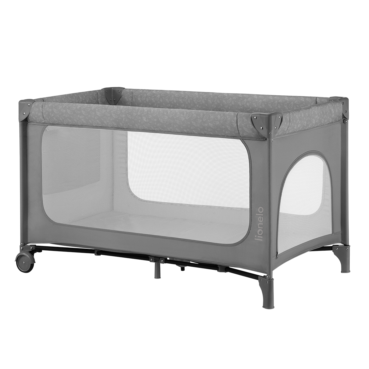 travel cot folded view Lionelo Jasmin Easy Fold Grey Stone