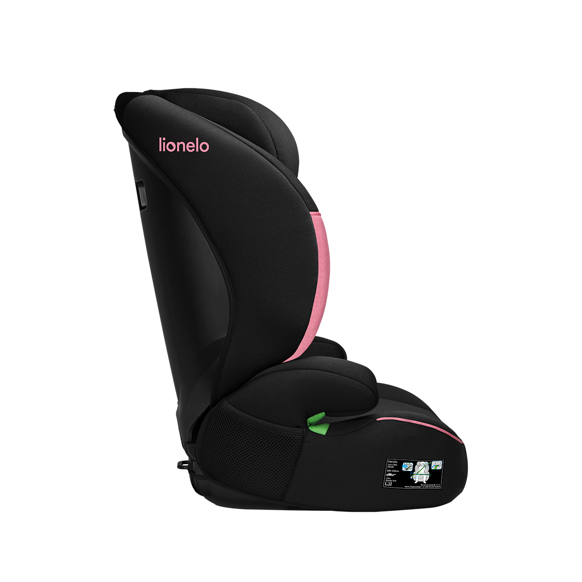 i-Size booster car seat product view 5 Lionelo Lars i-Size Pink Baby
