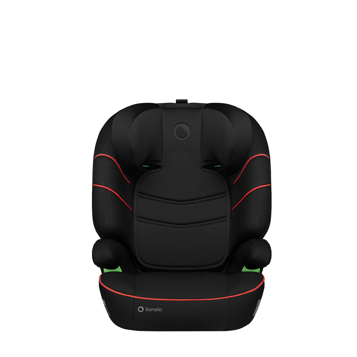 i-Size booster car seat product view 3 Lionelo Lars i-Size Sporty Black Red