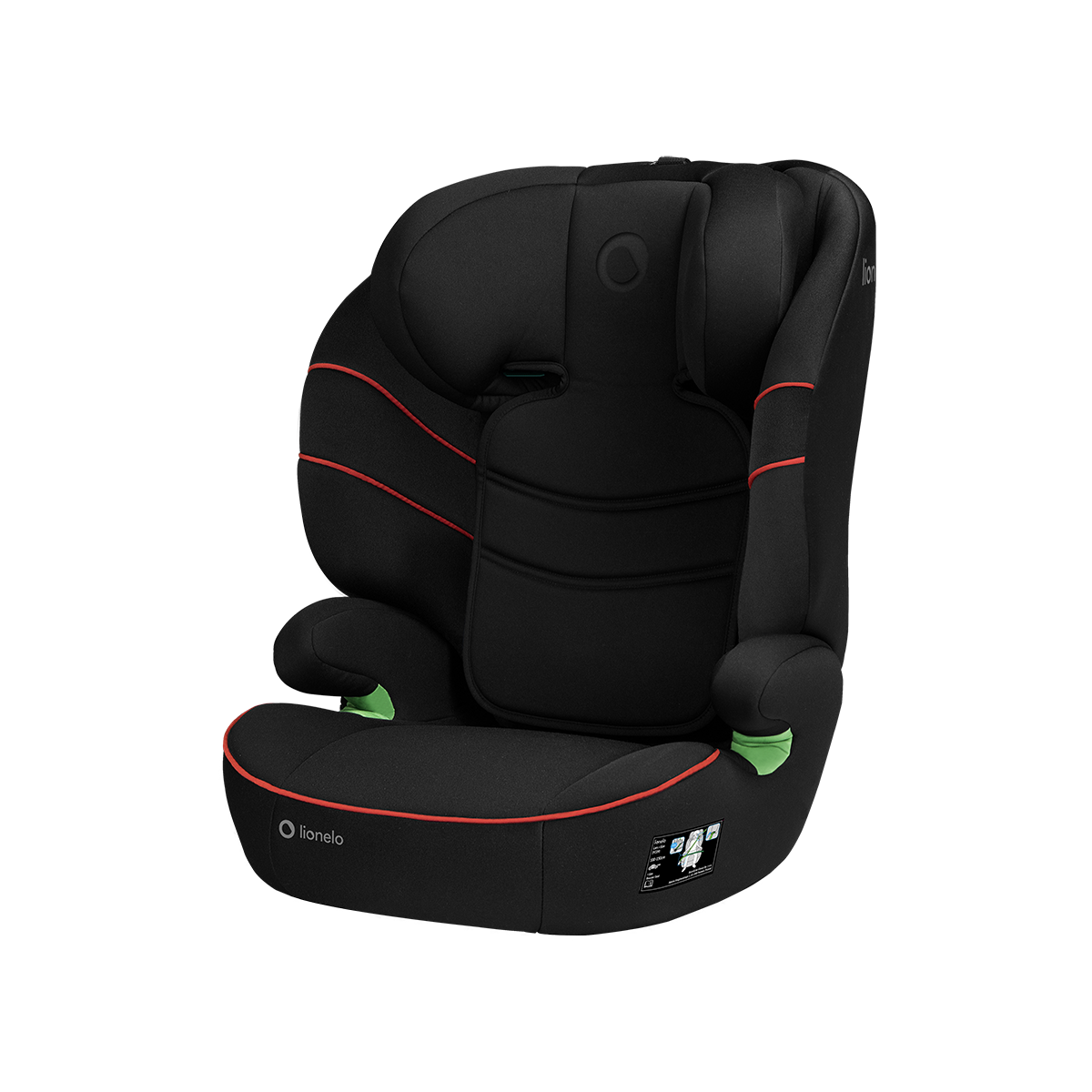 i-Size booster car seat product view 4 Lionelo Lars i-Size Sporty Black Red