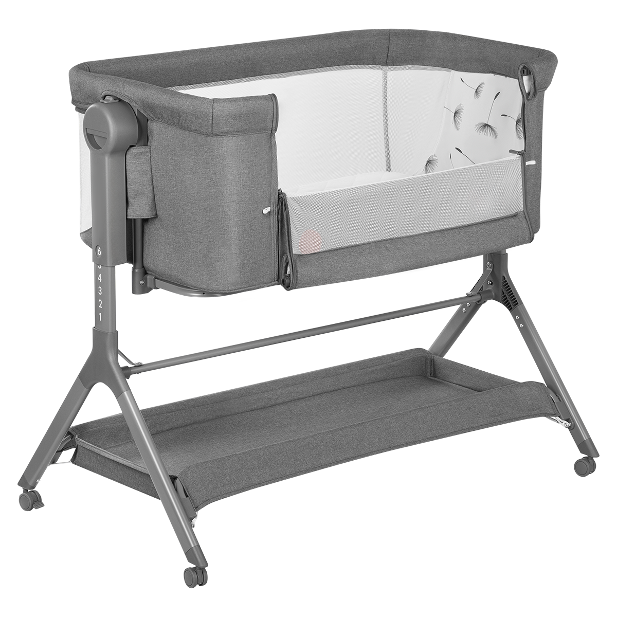 bedside crib product view 3 Lionelo Leonie Plus Grey Stone