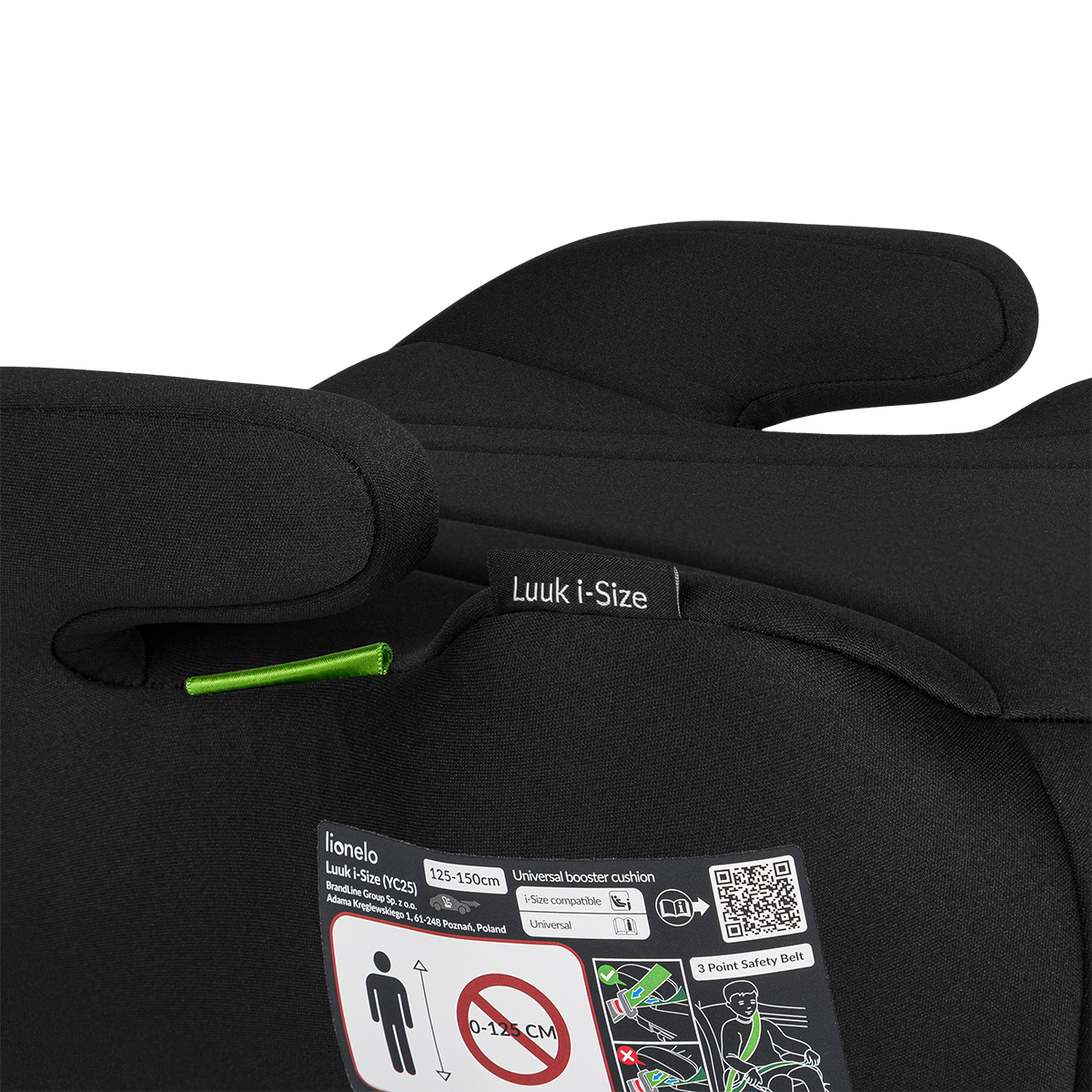 i-Size booster car seat product view 4 Lionelo Luuk i-Size Black