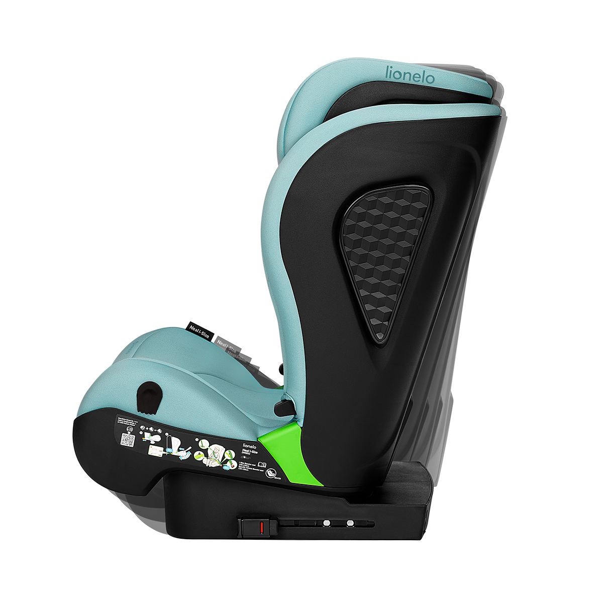 i-Size booster car seat product view 7 Lionelo Neal i-Size Green Turquoise