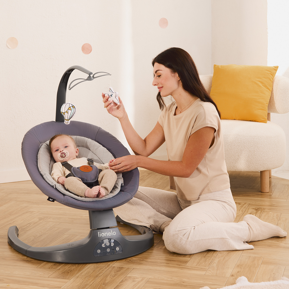 baby bouncer or rocker product view 2 Lionelo Ralf Grey White