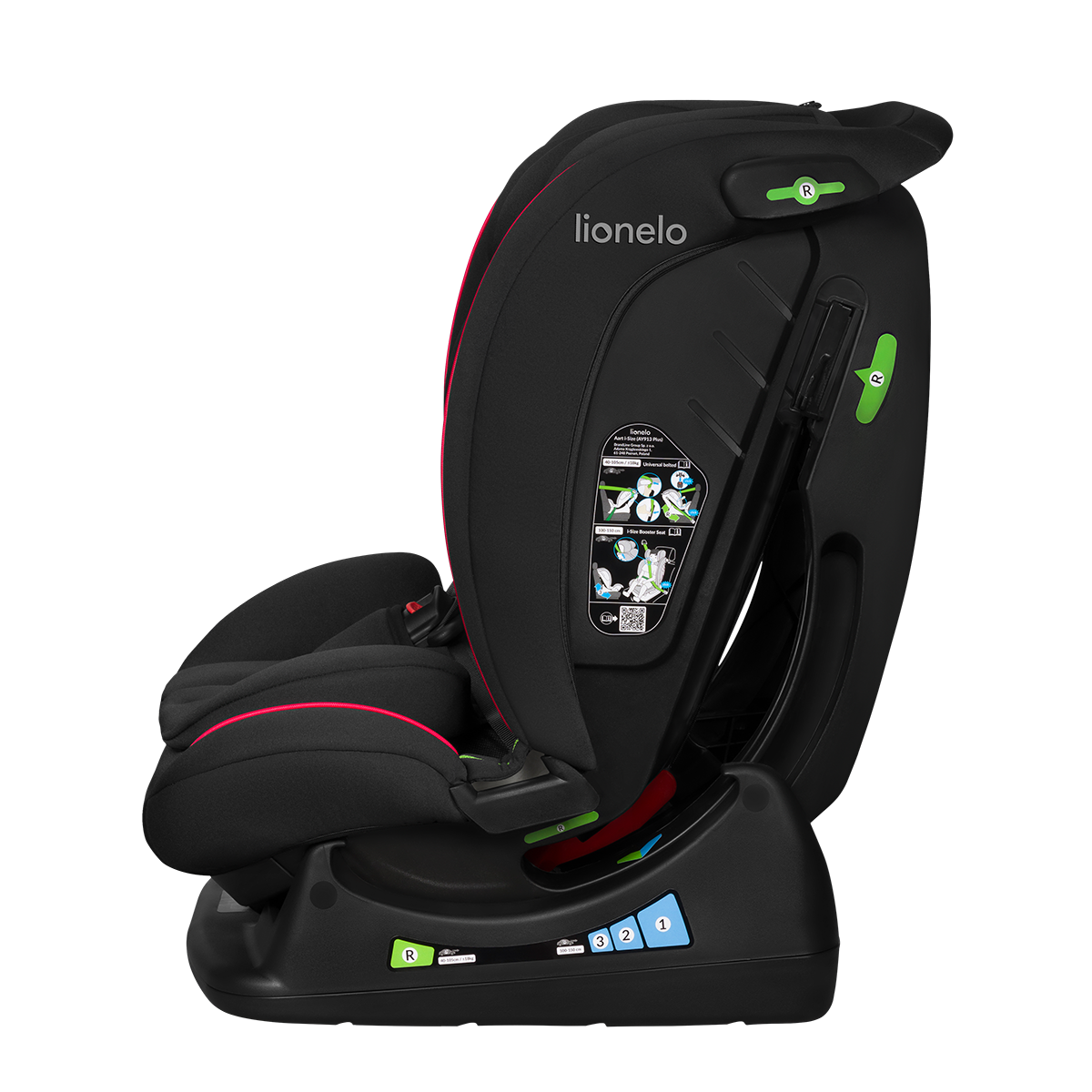 i-Size convertible car seat product view 7 Lionelo Aart i-Size Black Carbon Red
