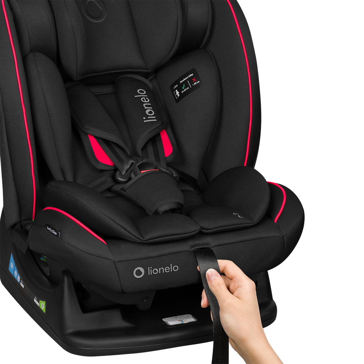 i-Size convertible car seat product view 10 Lionelo Aart i-Size Black Carbon Red
