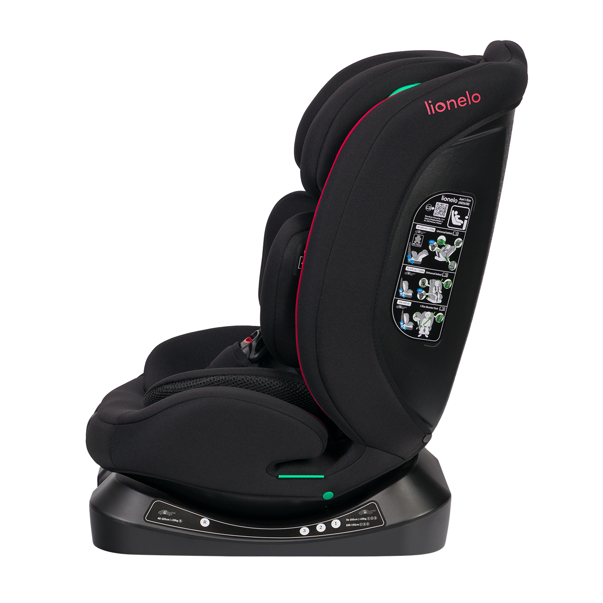 i-Size convertible car seat product view 8 Lionelo Aart i-Size Black Red