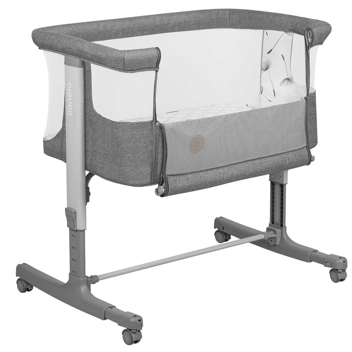 bedside crib Lionelo Aurora Grey Concrete