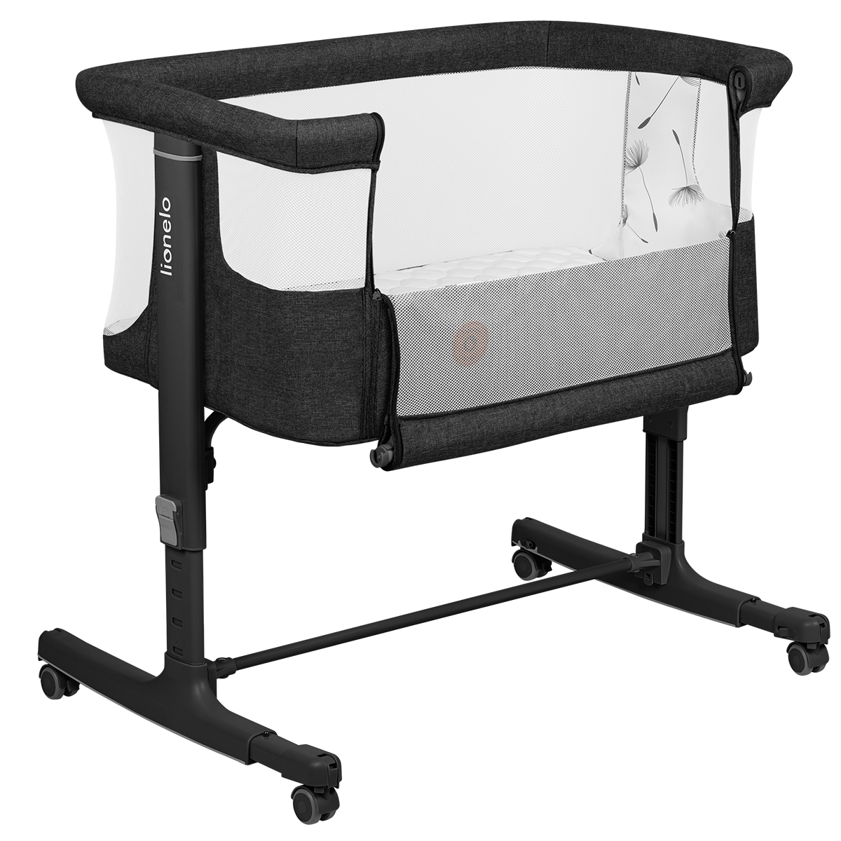 bedside crib Lionelo Aurora Grey Graphite