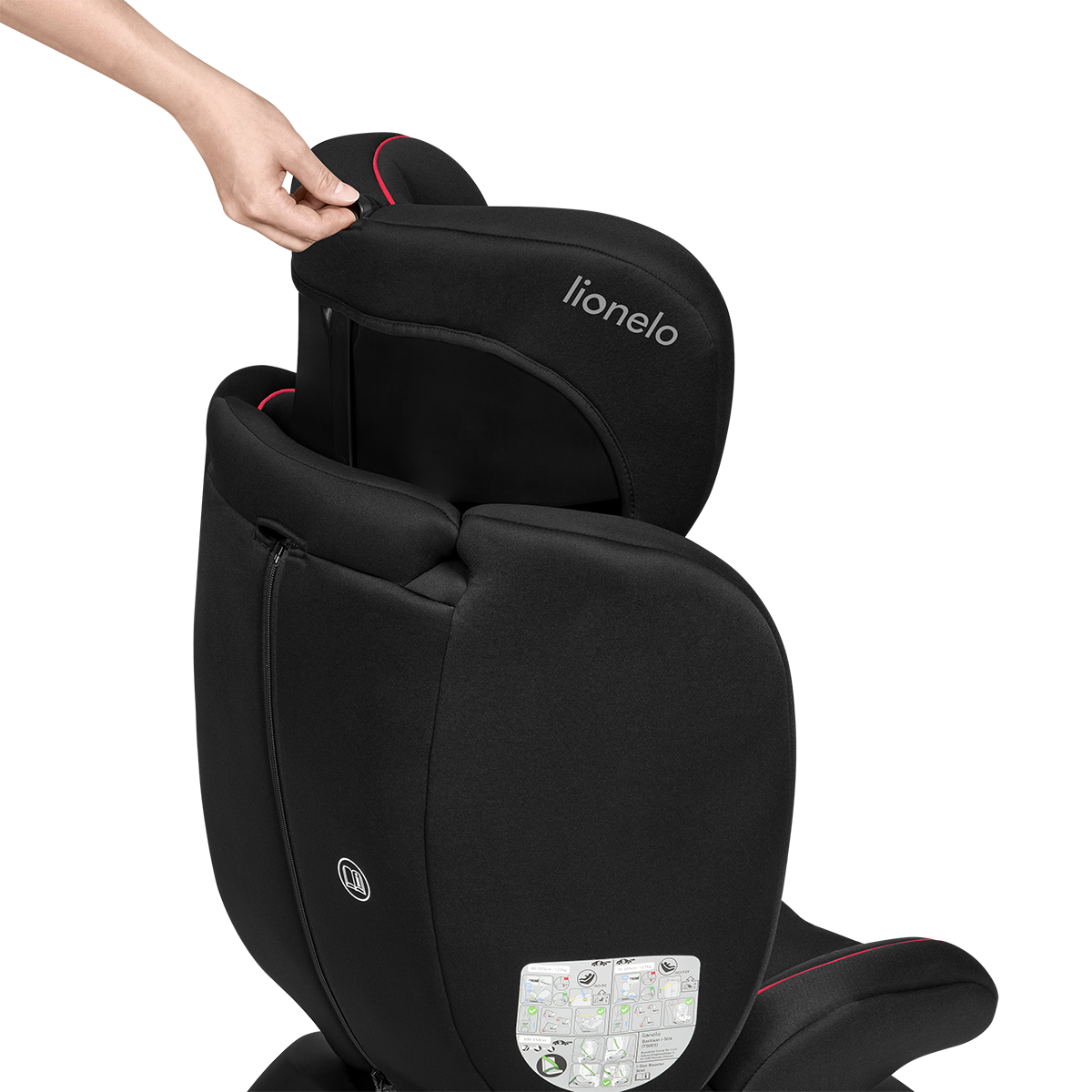 i-Size convertible car seat product view 7 Lionelo Bastiaan i-Size Black Red