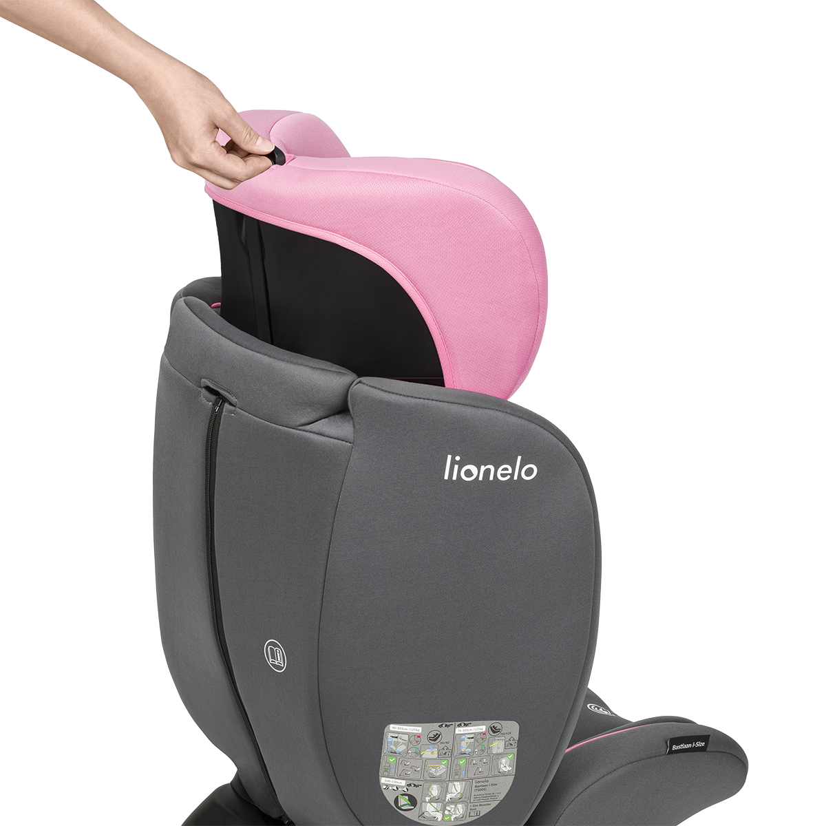 i-Size convertible car seat product view 7 Lionelo Bastiaan i-Size Pink Baby
