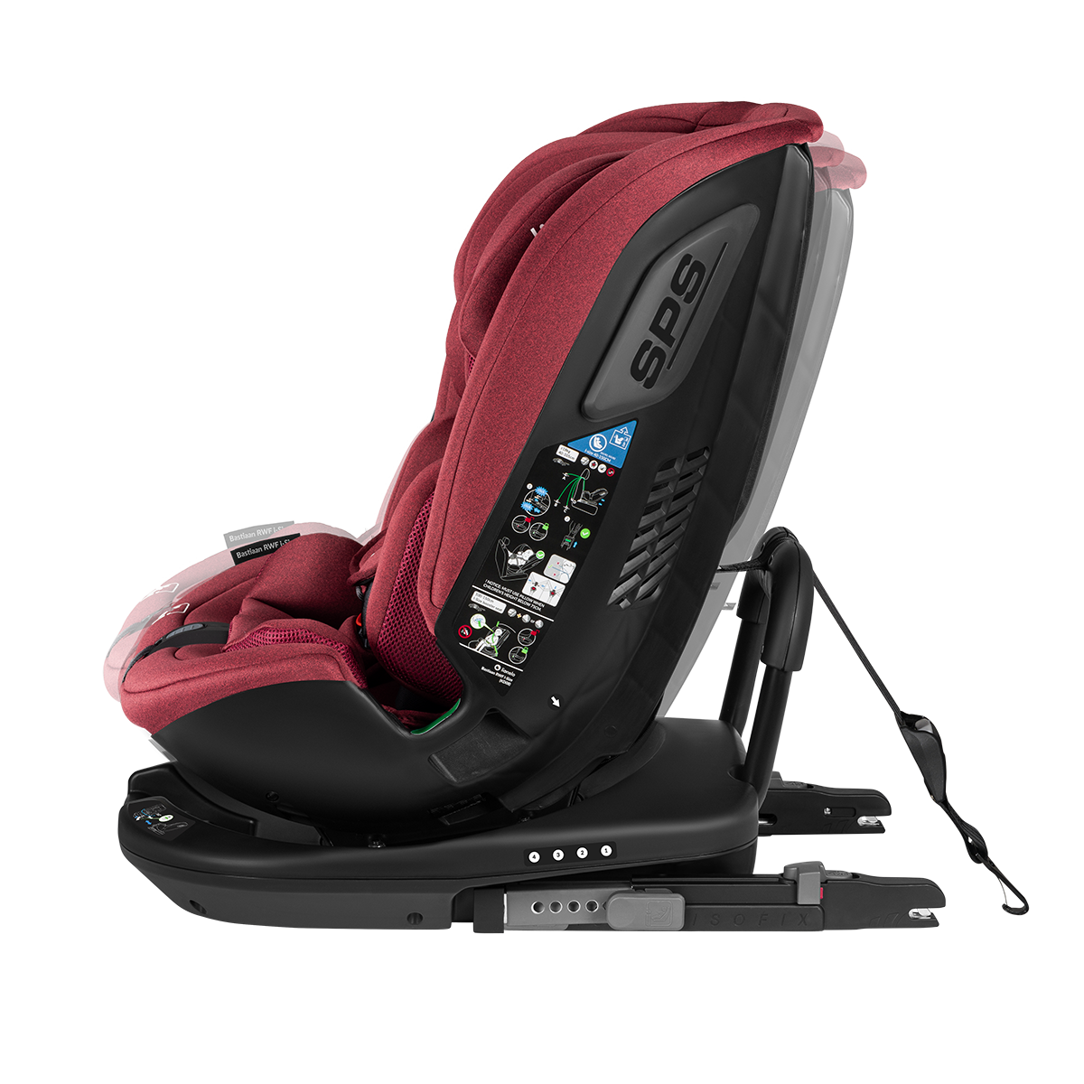 i-Size convertible car seat product view 6 Lionelo Bastiaan RWF i-Size Red Burgundy