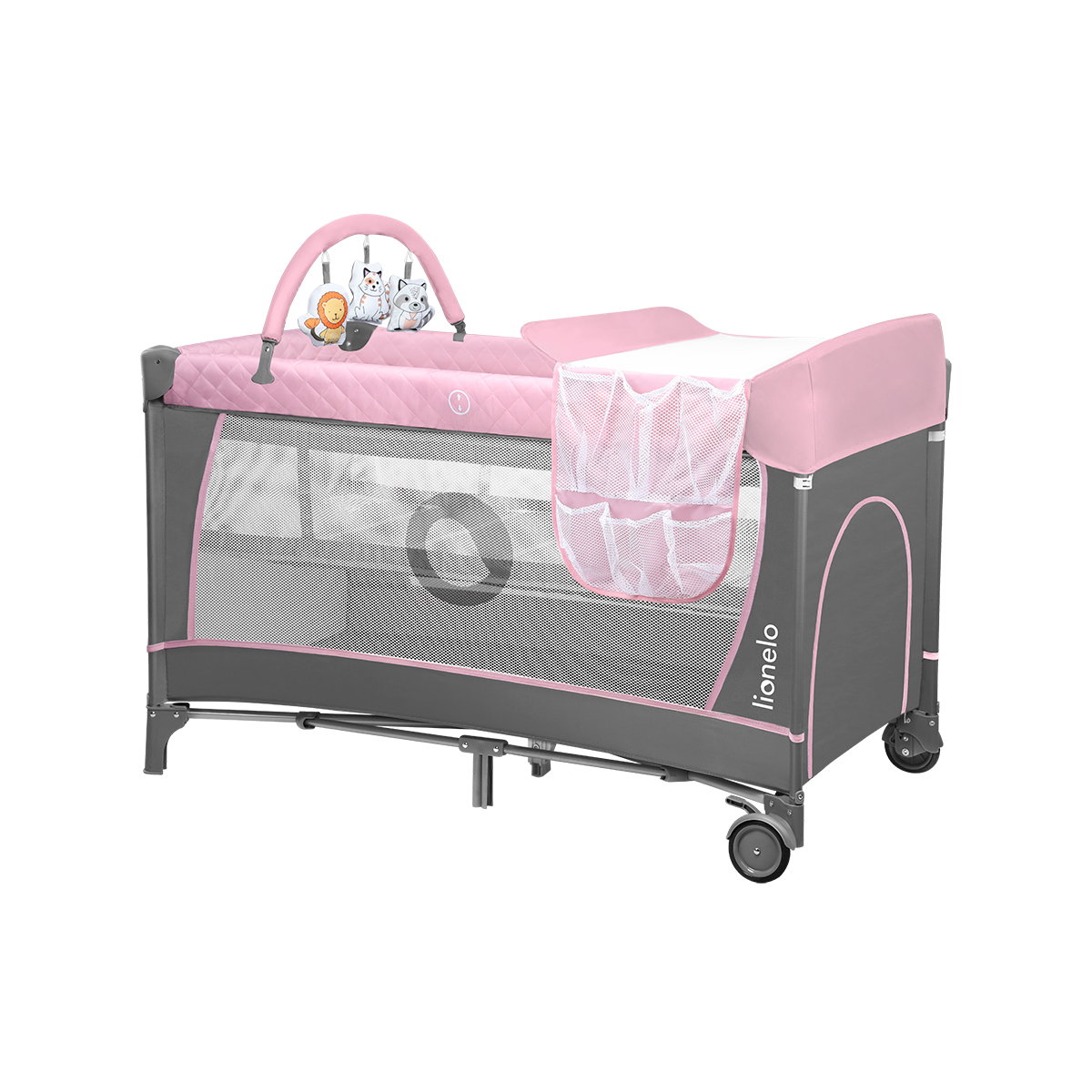 travel cot product view 3 Lionelo Flower Flamingo