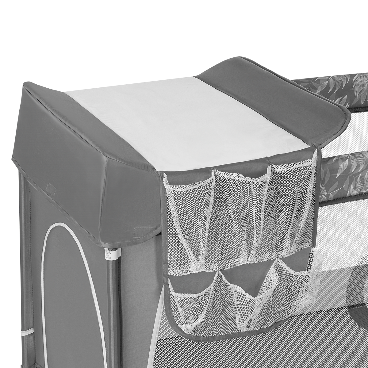 travel cot product view 4 Lionelo Flower Grey Stone