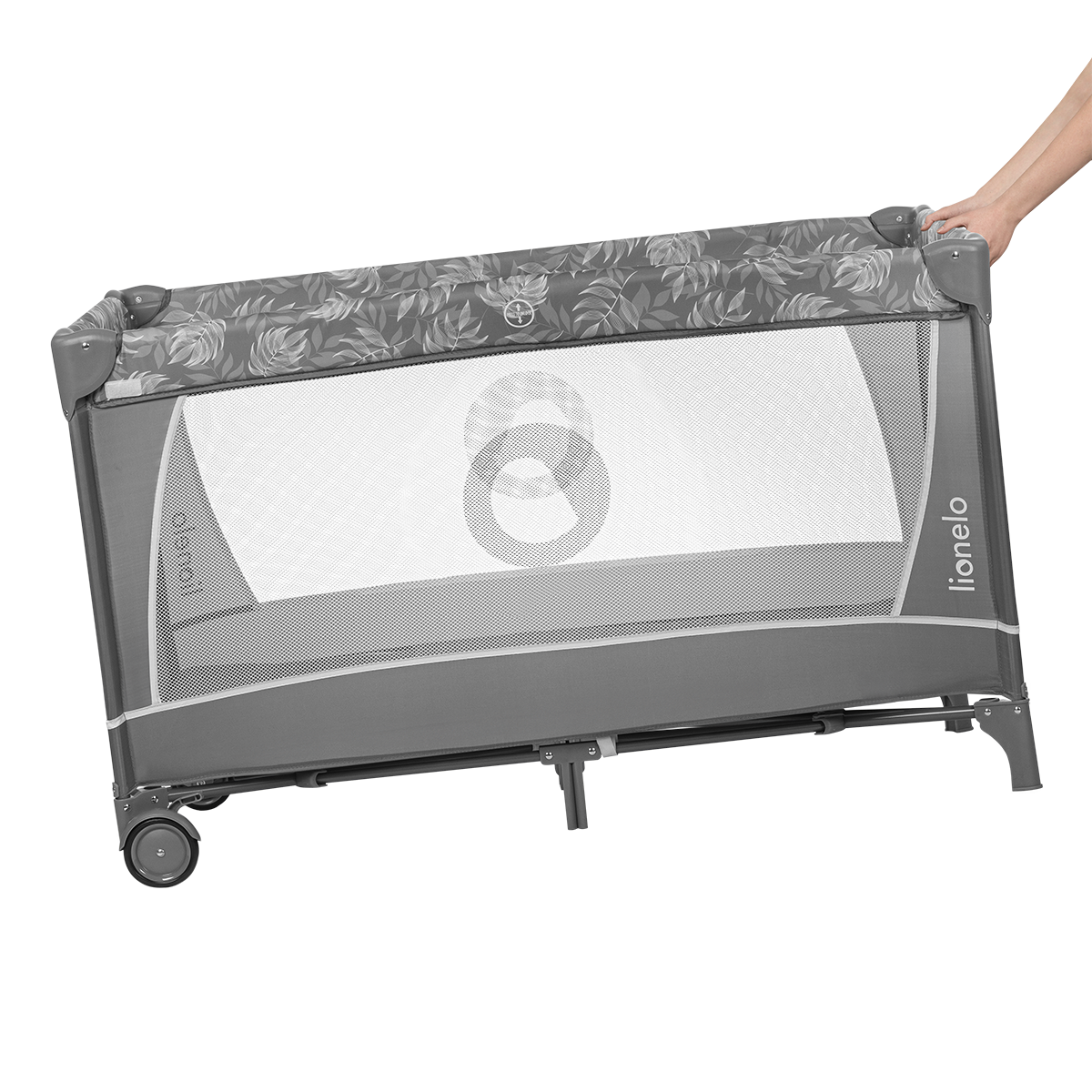 travel cot product view 5 Lionelo Flower Grey Stone