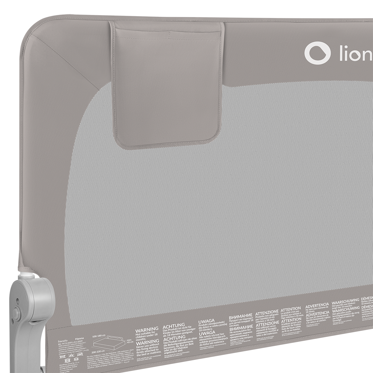 bed safety rail product view 6 Lionelo Hanna Grey Melange
