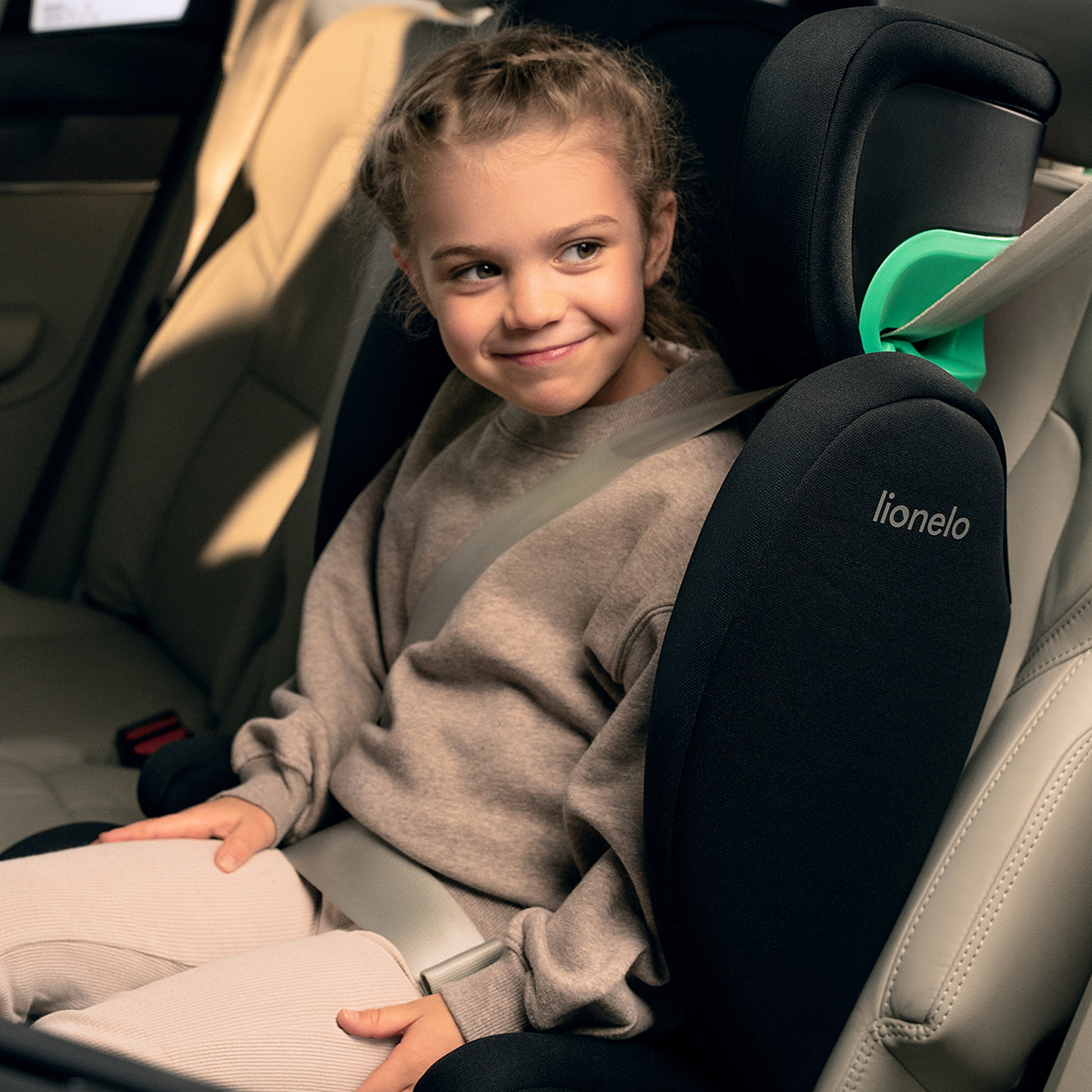 i-Size booster car seat product view 2 Lionelo Hugo i-Size Black Grey