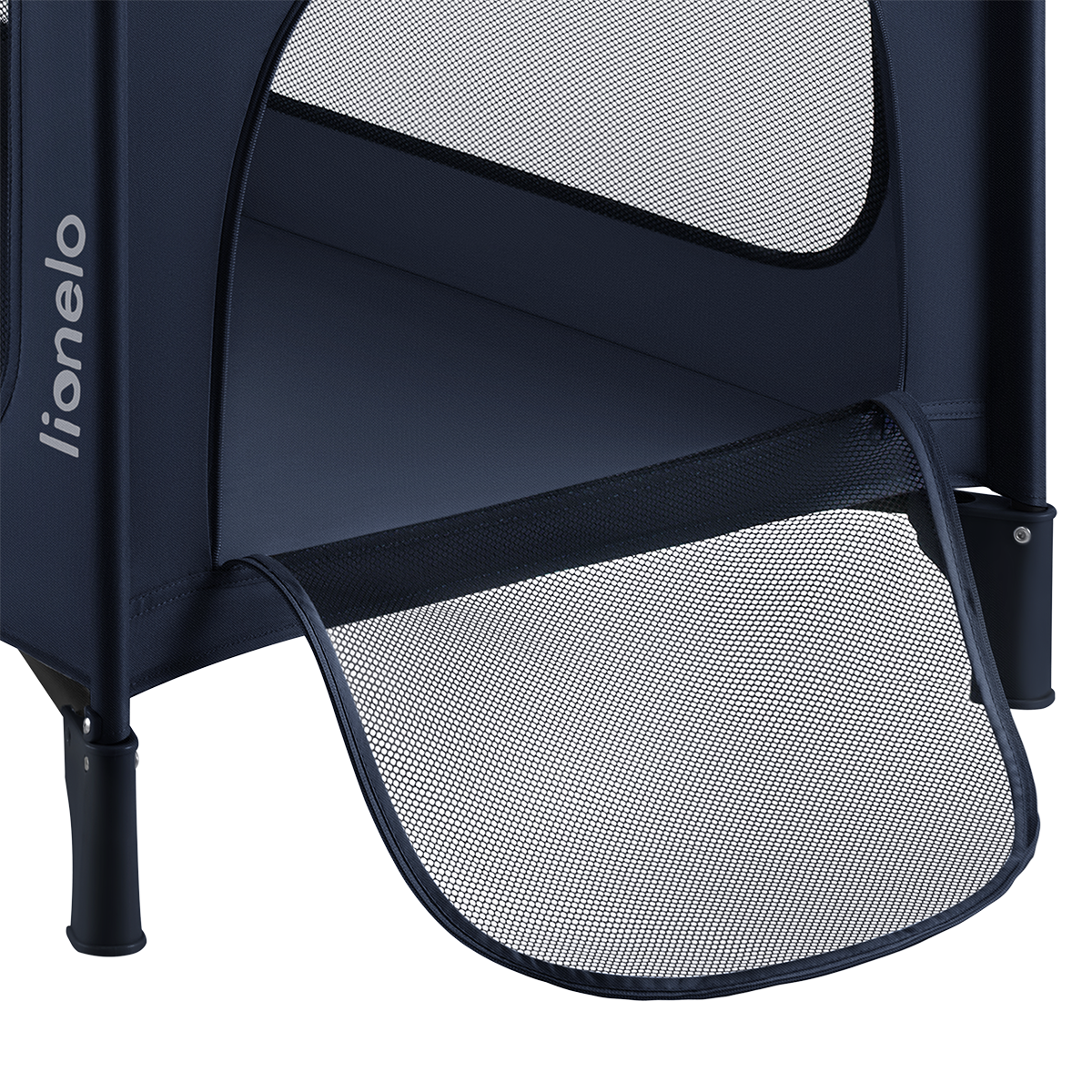 travel cot folded view Lionelo Jasmin Easy Fold Blue Navy