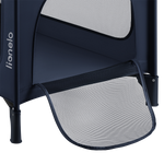 travel cot folded view Lionelo Jasmin Easy Fold Blue Navy