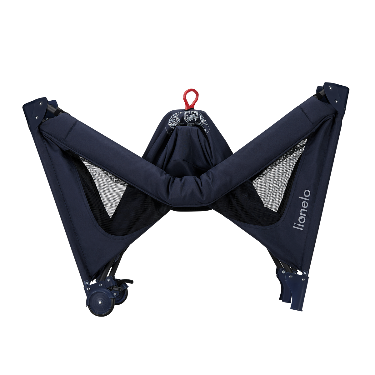 travel cot folded view Lionelo Jasmin Easy Fold Blue Navy