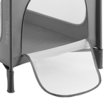 travel cot folded view Lionelo Jasmin Easy Fold Grey Stone