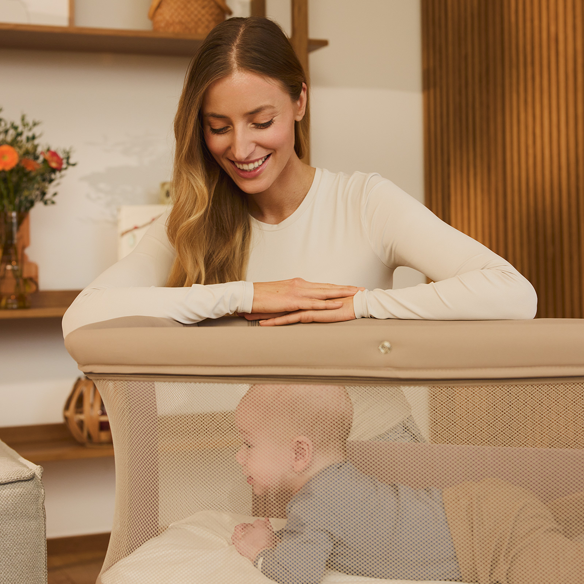 bedside crib product view 3 Lionelo Jodie Beige Taupe