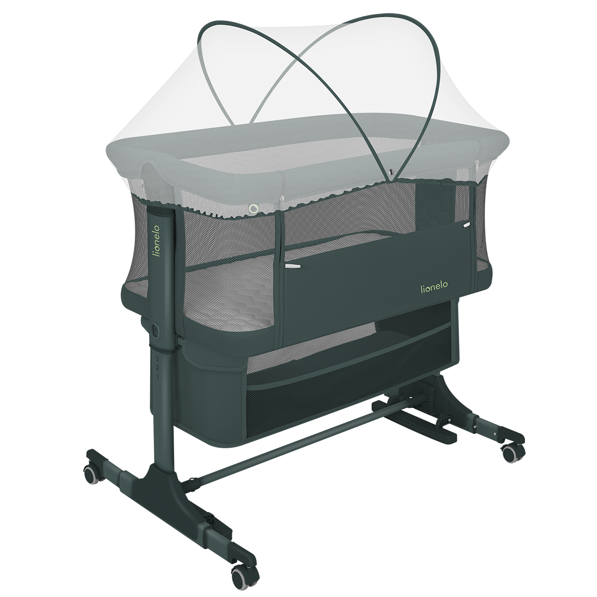 bedside crib product view 3 Lionelo Jodie Green Graphite