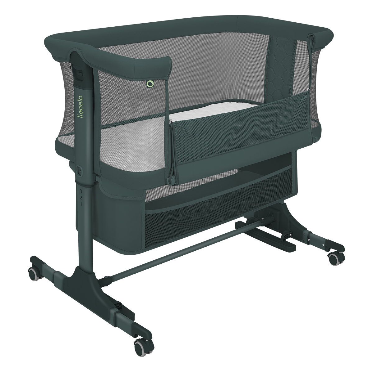 bedside crib product view 5 Lionelo Jodie Green Graphite