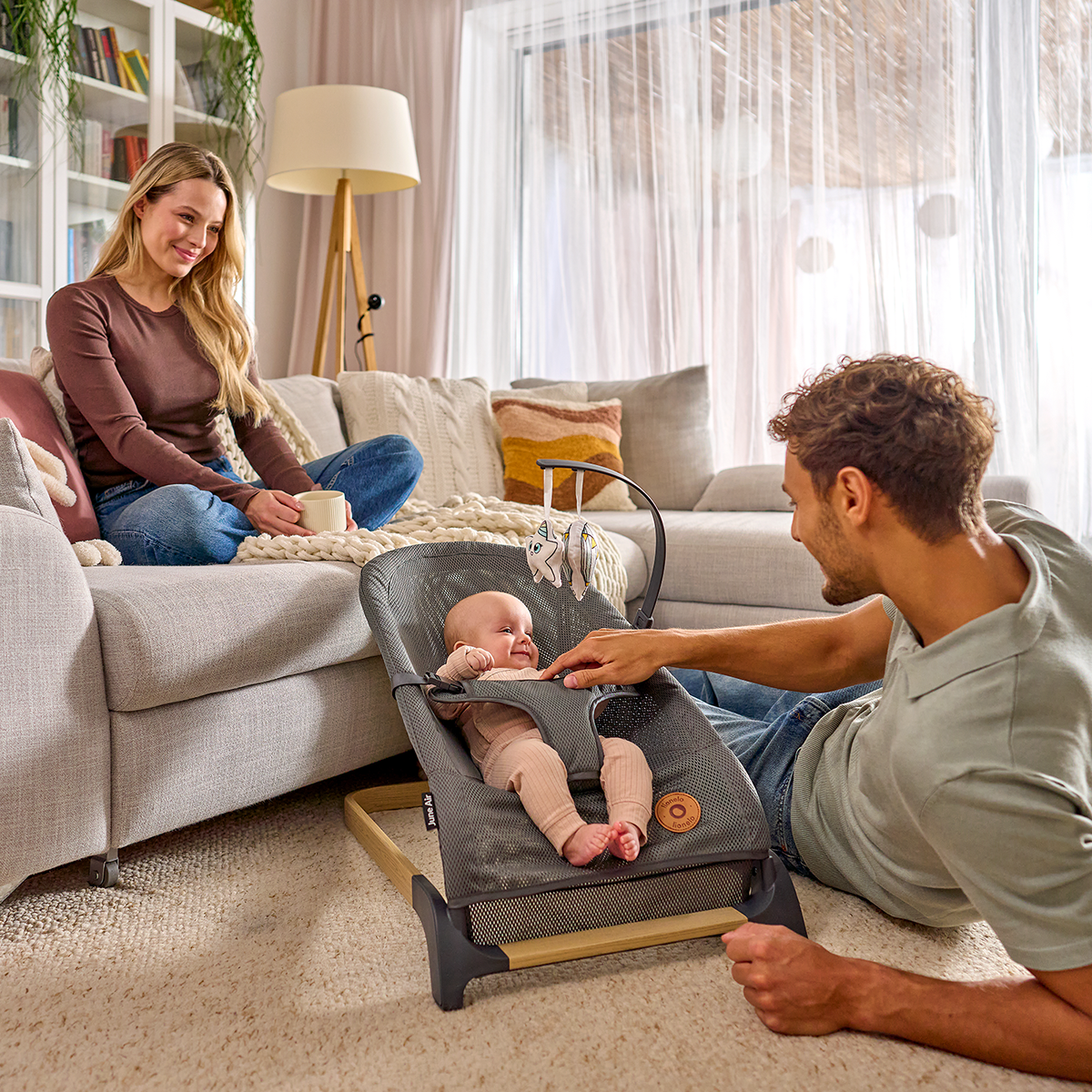 baby bouncer or rocker product view 2 Lionelo June Air Grey Graphite