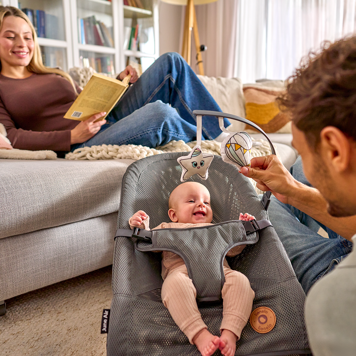 baby bouncer or rocker product view 3 Lionelo June Air Grey Graphite