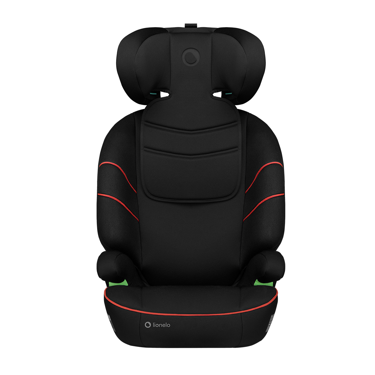 i-Size booster car seat product view 2 Lionelo Lars i-Size Sporty Black Red