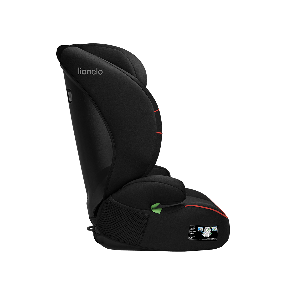 i-Size booster car seat product view 5 Lionelo Lars i-Size Sporty Black Red