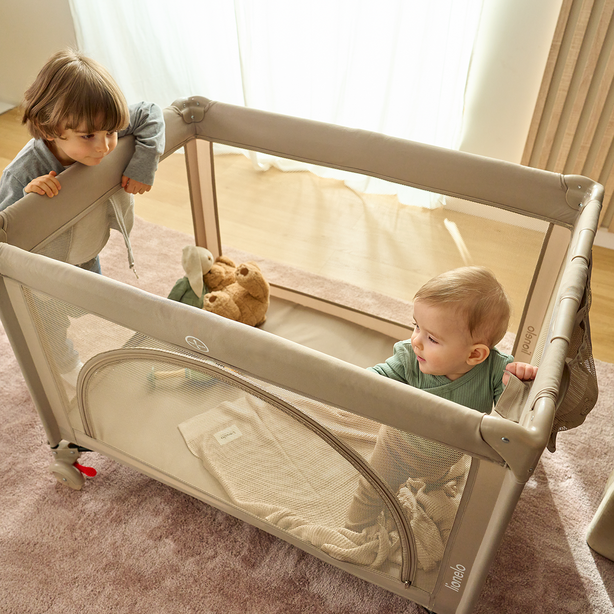 bedside crib product view 4 Lionelo Laura Grey Concrete