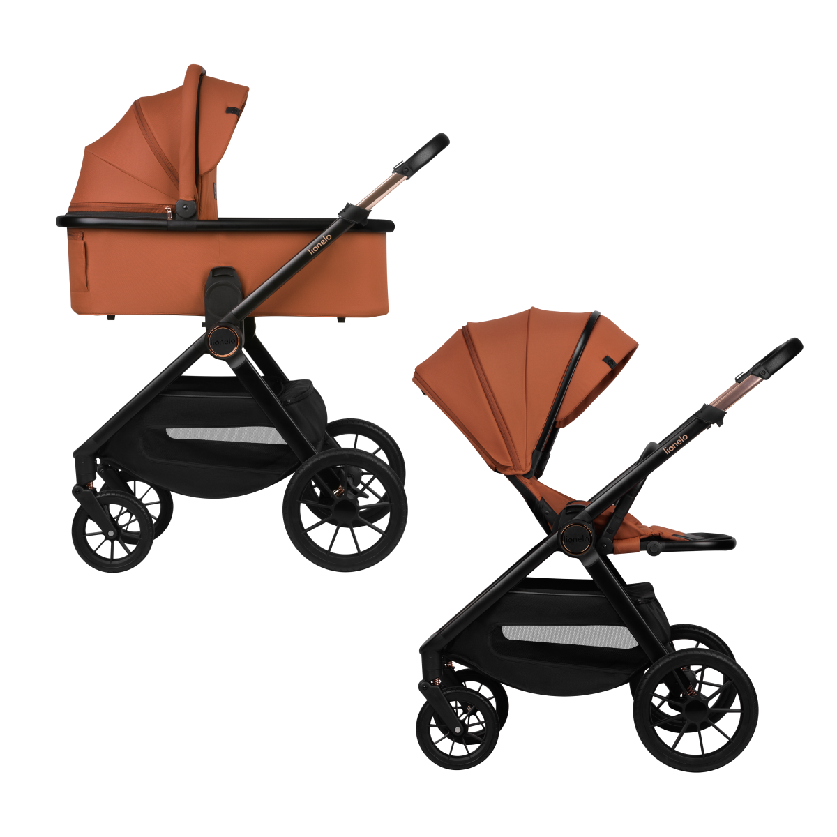 2-in-1 stroller with carrycot and stroller seat Lionelo Layla 2-in-1 Brown Rust
