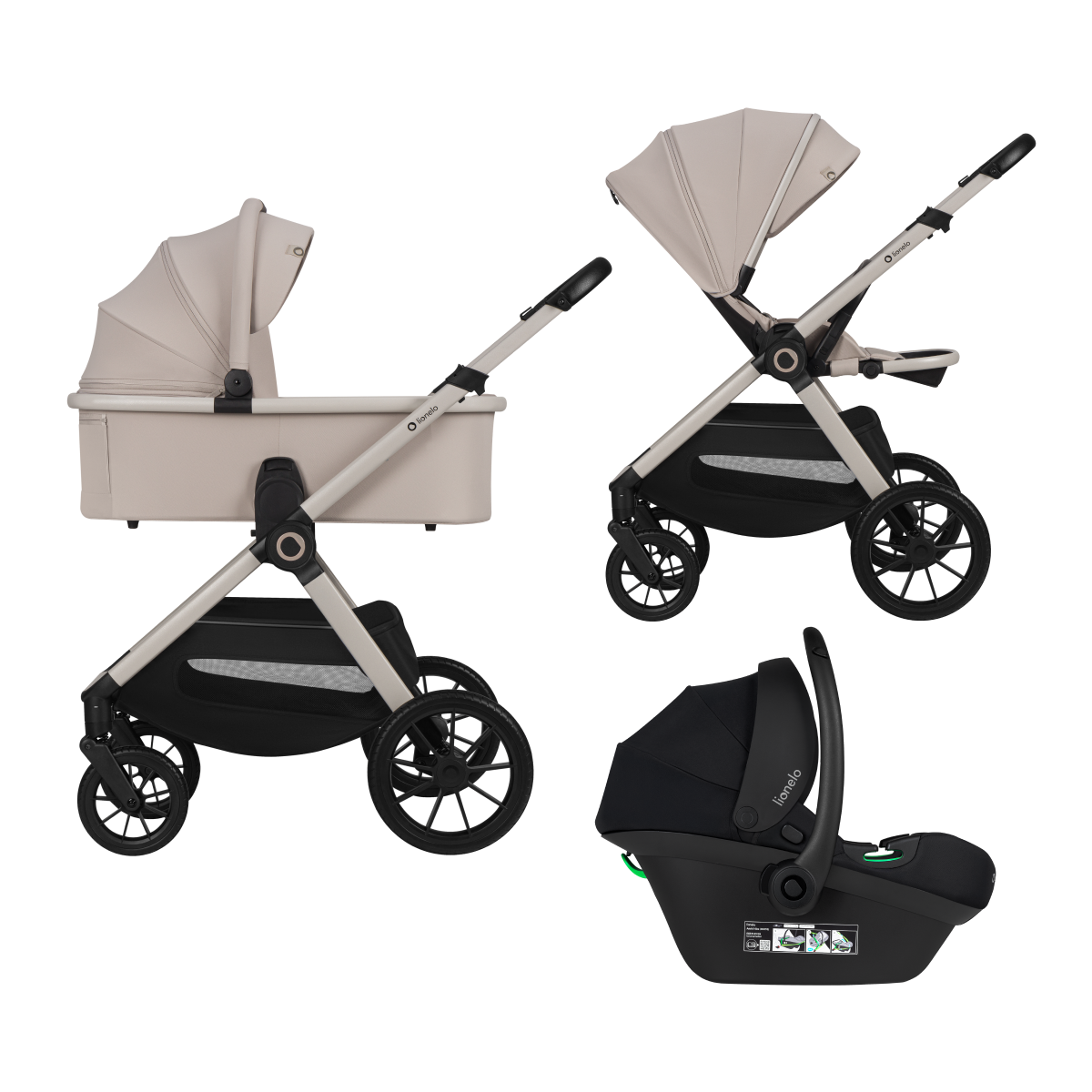 3-in-1 stroller with carrycot, stroller seat and car seat Lionelo Layla 3-in-1 Beige Sand