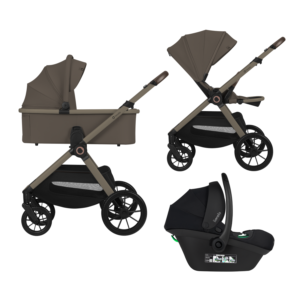3-in-1 stroller with carrycot, stroller seat and car seat Lionelo Layla 3-in-1 Beige Taupe