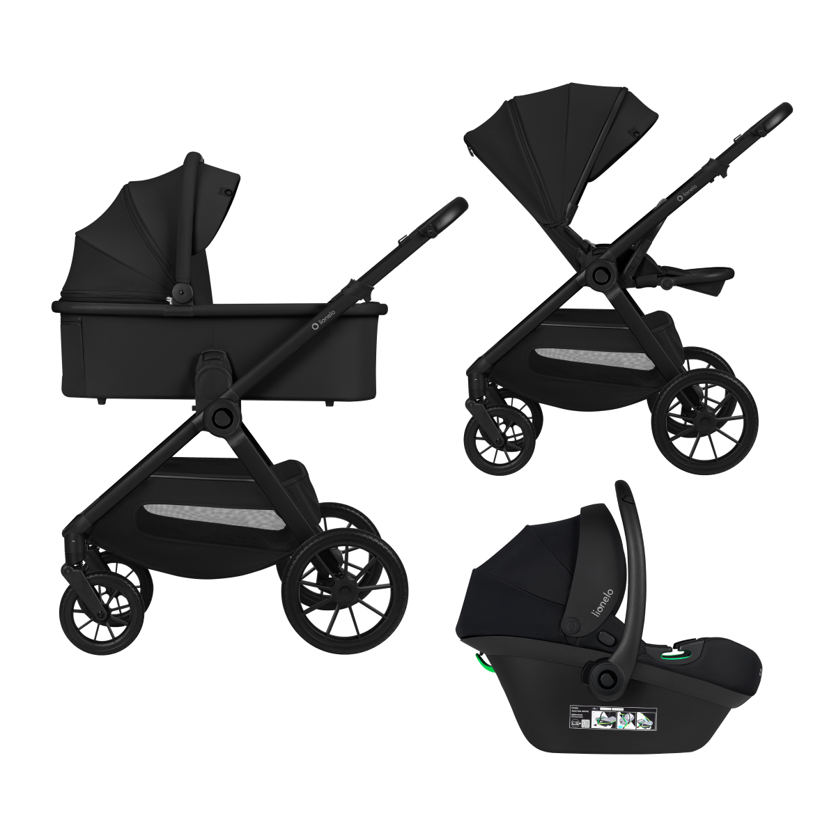 3-in-1 stroller with carrycot, stroller seat and car seat Lionelo Layla 3-in-1 Black Onyx