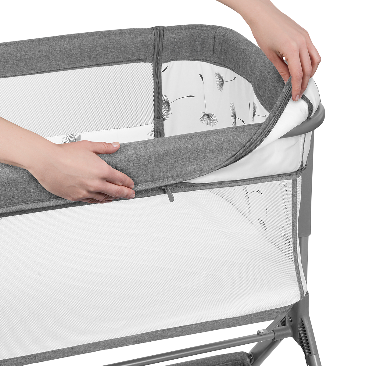 bedside crib product view 5 Lionelo Leonie Plus Grey Stone