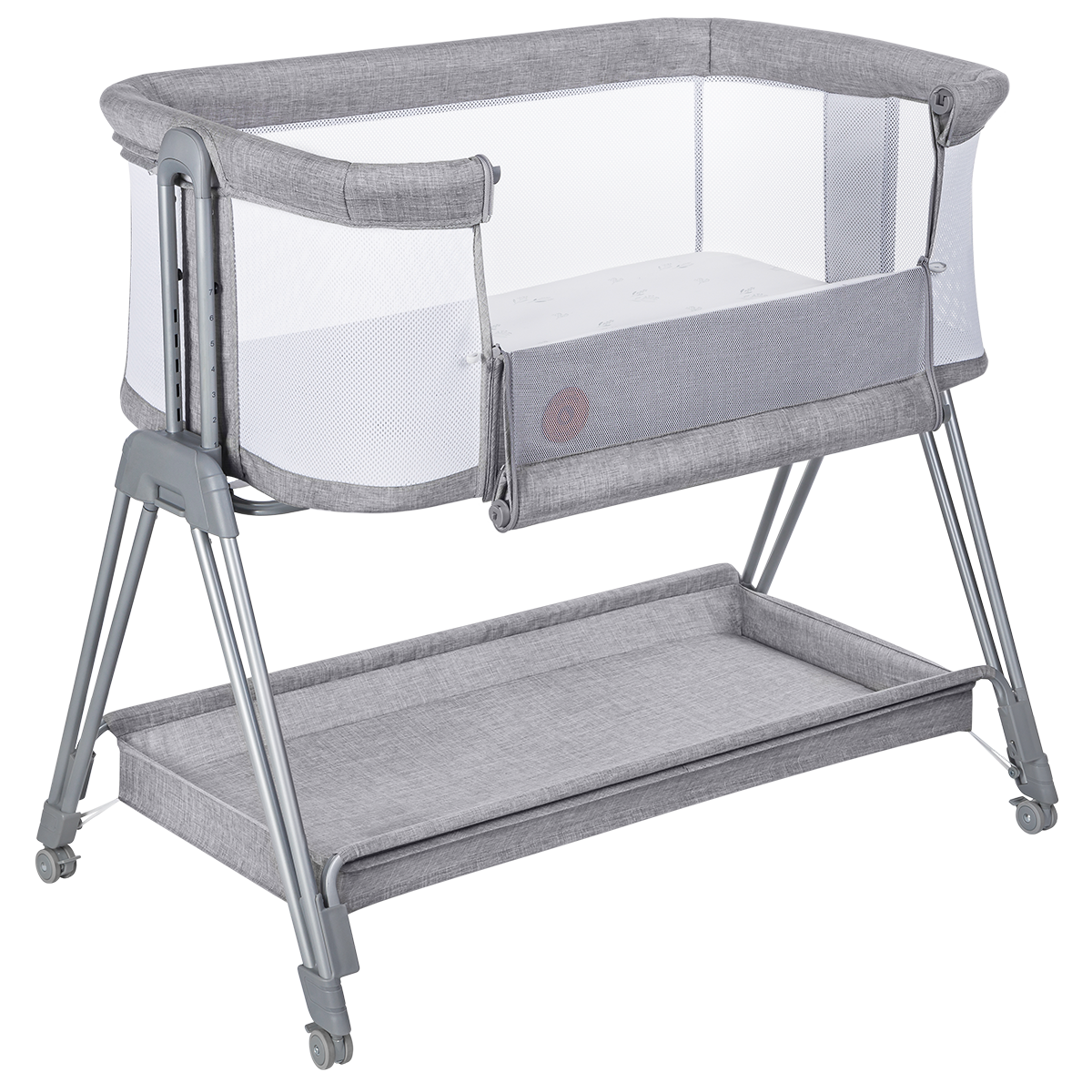 bedside crib Lionelo Luna Grey Concrete