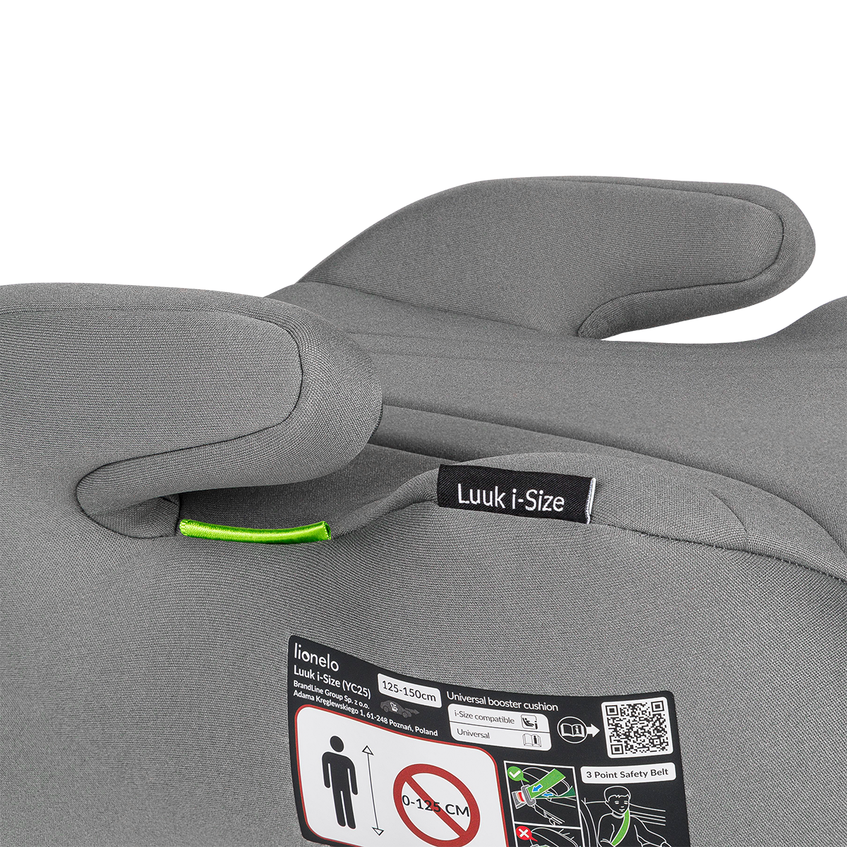 i-Size booster car seat product view 4 Lionelo Luuk i-Size Grey