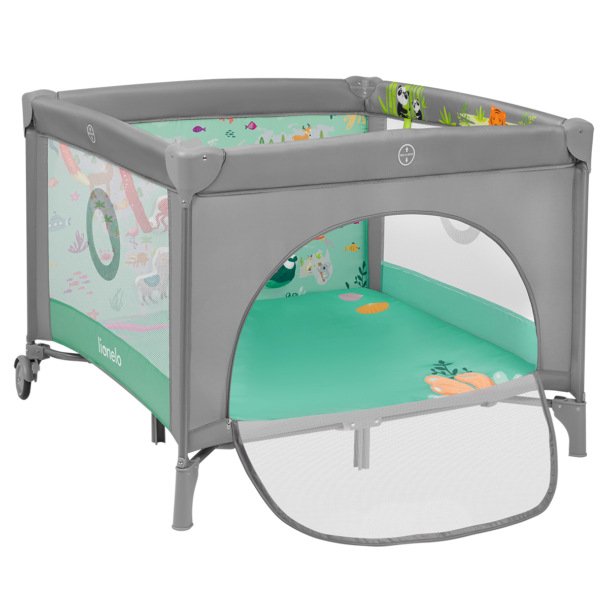 baby playpen product view 2 Lionelo Mille Plus Grey Green