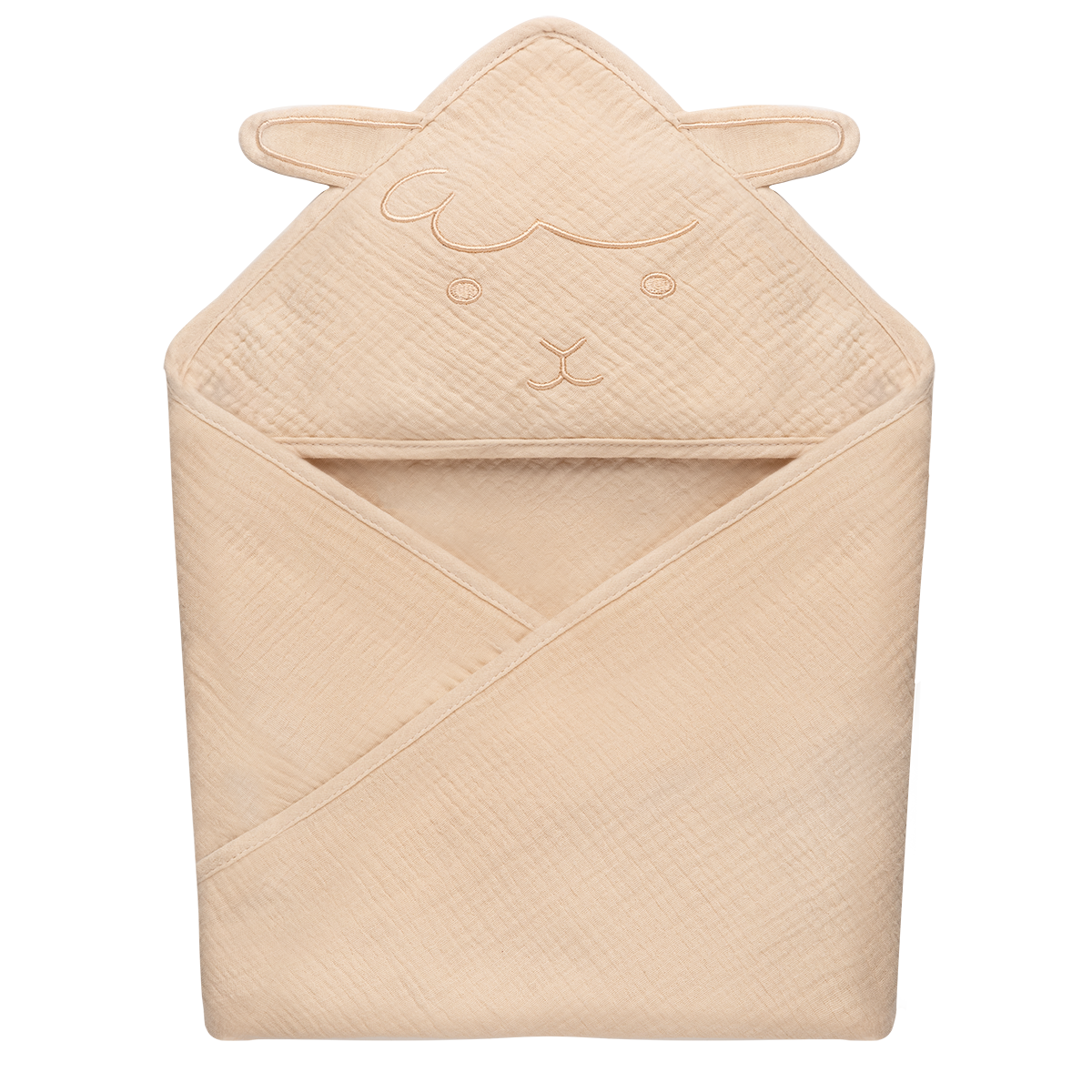 baby blanket or towel Lionelo Muslin Hooded Towel Beige Sand